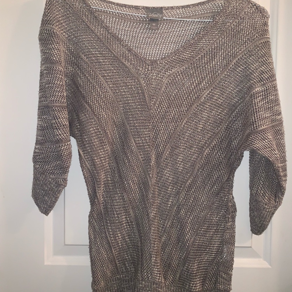 3/4 sleeve gray sweater
